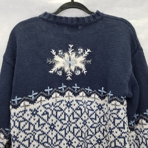 Nutcracker Cardigan M Snowflake Knit Geometric Christmas Star Winter Sweater VTG - Picture 11 of 16